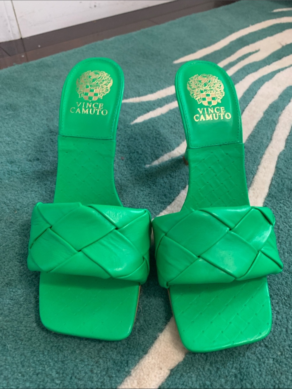 Vince Camuto Green Braided Slide Mules